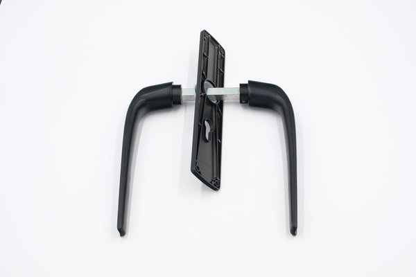 Drückergarnitur schwarz beschichtet, für Kühlraum Außentüren, mit PZ-Schild