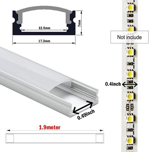 LED - Alu - U - Profil, Länge 1900mm, für Led - Band