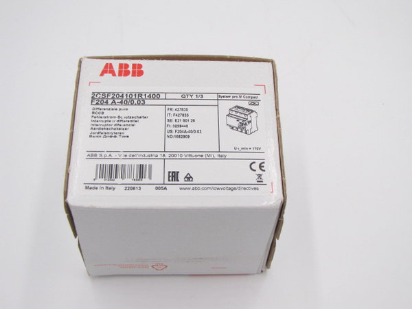 ABB FI-Schutzschalter 40A F204A-40/0